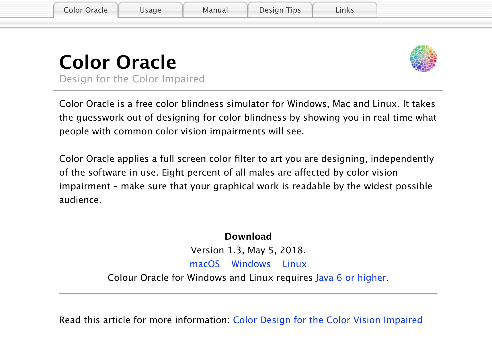 Color Oracle website