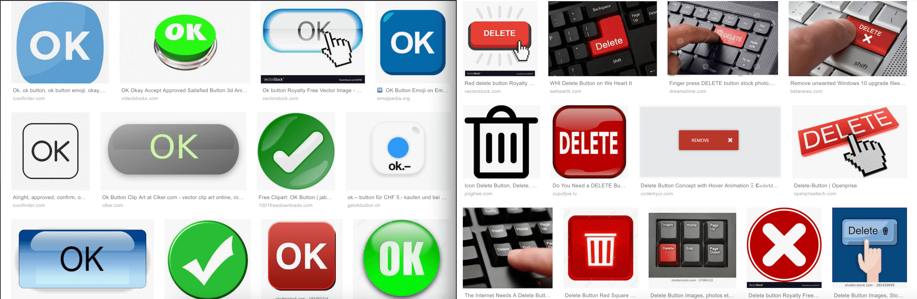 Google search ‘ok button’ and ‘delete button‘