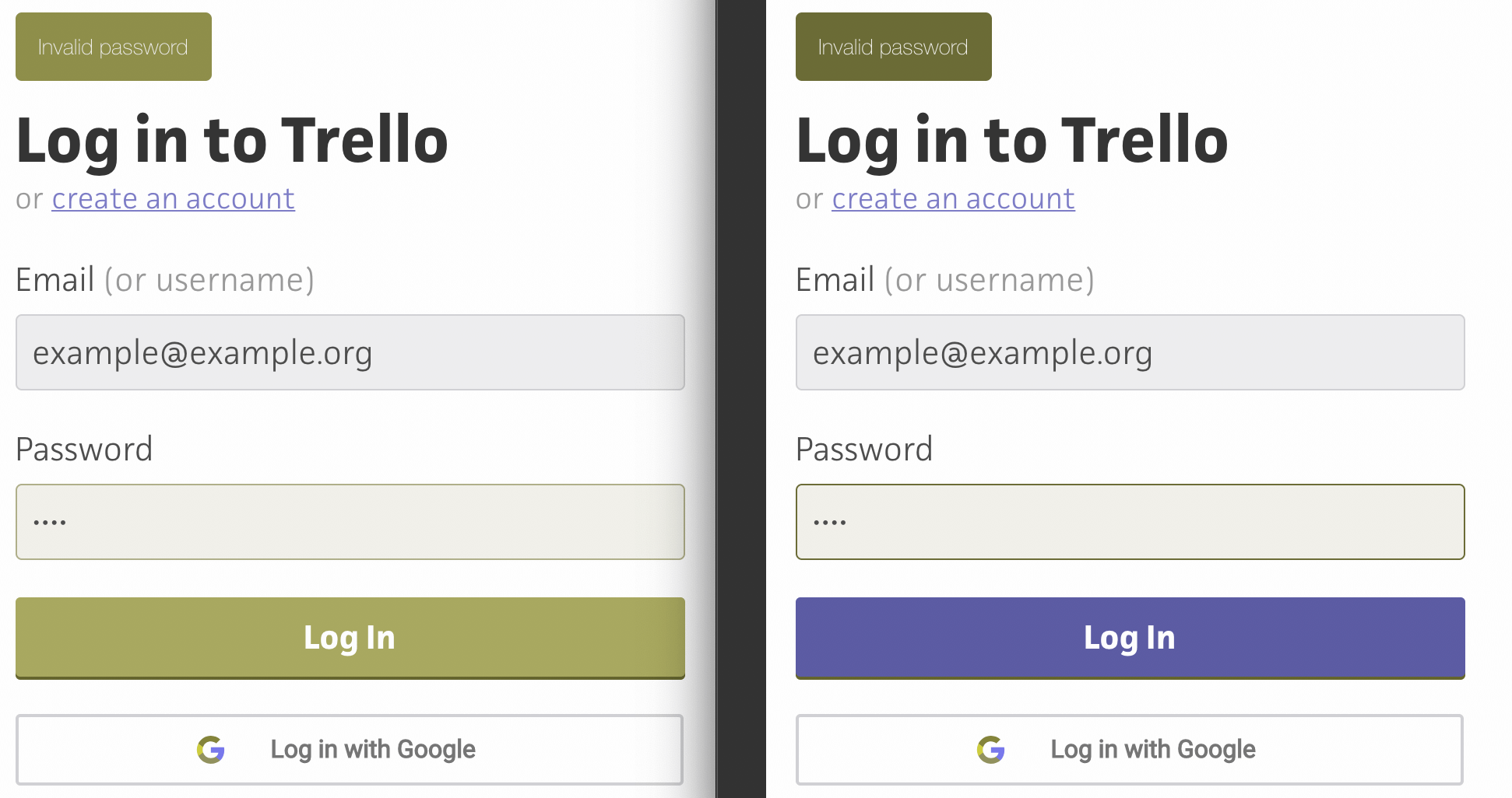 Trello Before and After seen by a red/green color blind